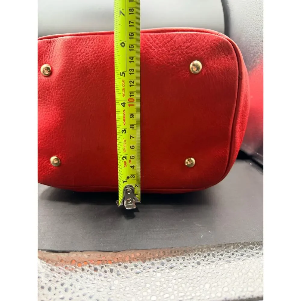 B Makowsky Red Pebbled Leather Hobo Shoulder Bag Gold Hardware